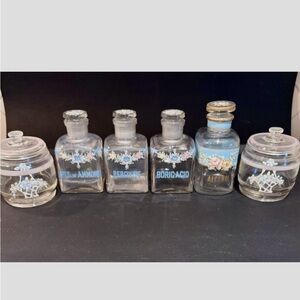 antique apothecary vanity bottles- set of 6